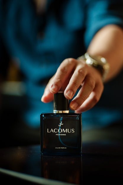 Lacomus luxury fragrance in professional editorial portrait photography