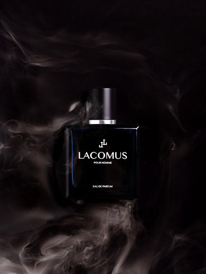 Lacomus signature perfume bottle in high-resolution professional product photography
